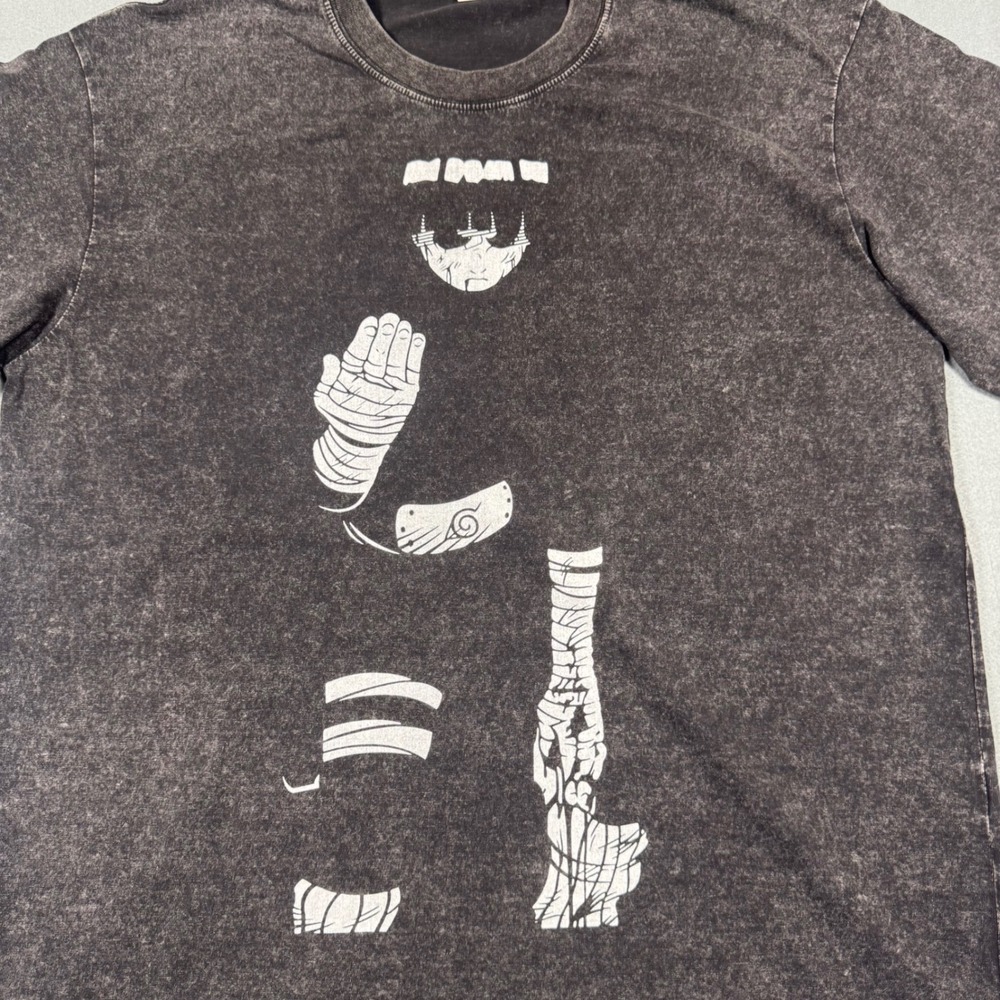 Naruto Rock Lee Graphic T-Shirt Mens Large Black Acid Wash Anime Tee - Picture 5 of 12